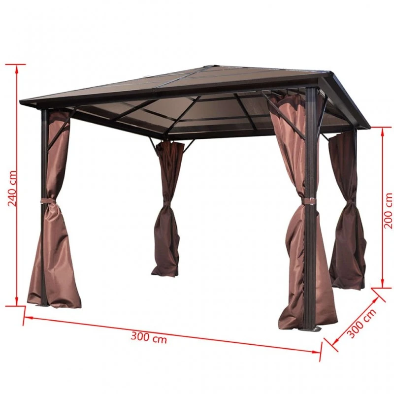 Gazebo Con Tenda Marrone In Alluminio 300 X 300 Cm 6 Gazebo Con Tenda Marrone In Alluminio 300 X 300 Cm - immagine 6