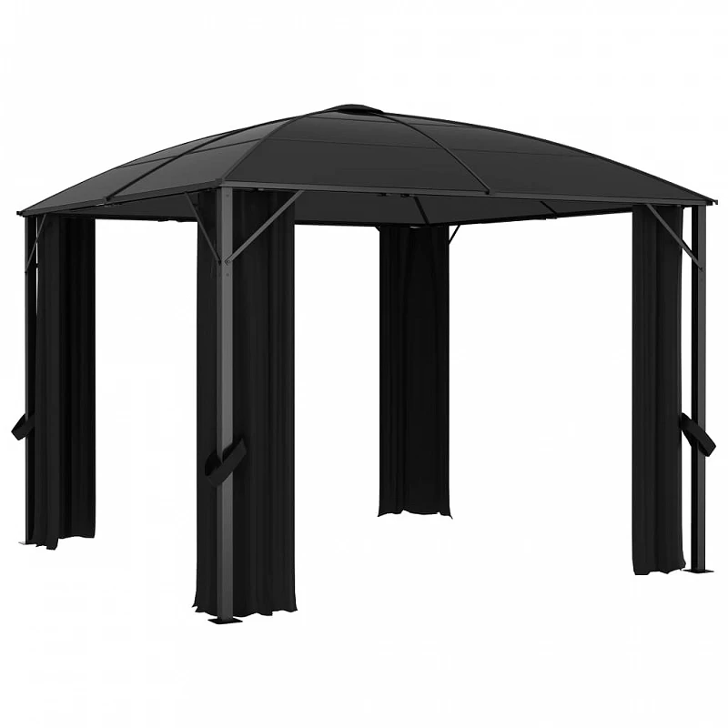 Gazebo Con Tende 300x300x265 Cm Antracite 4 Gazebo Con Tende 300x300x265 Cm Antracite - immagine 4