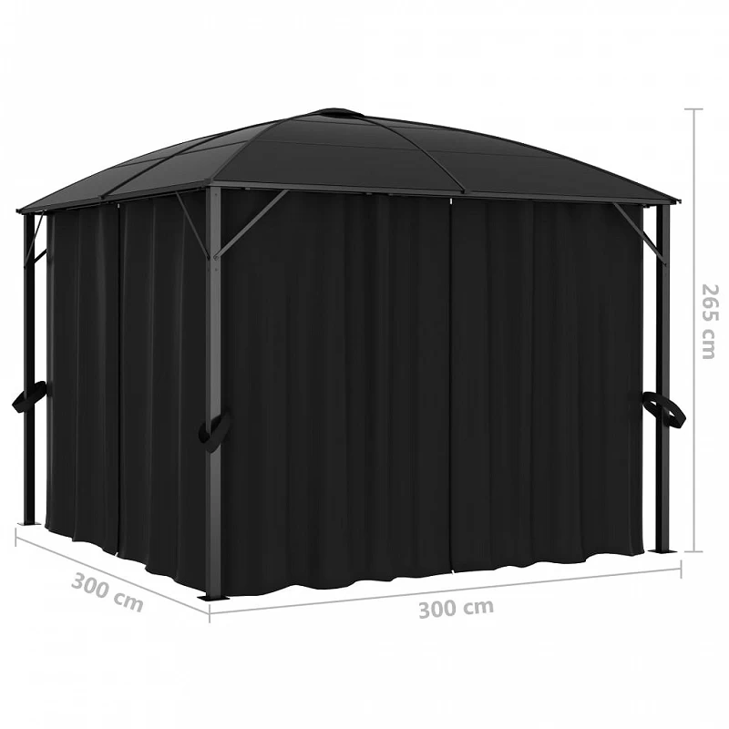 Gazebo Con Tende 300x300x265 Cm Antracite 8 Gazebo Con Tende 300x300x265 Cm Antracite - immagine 8