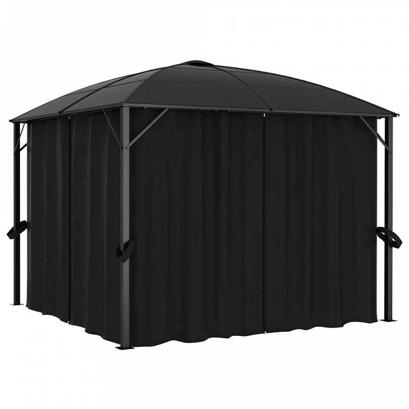 Gazebo Con Tende 300x300x265 Cm Antracite 1 Gazebo Con Tende 300x300x265 Cm Antracite