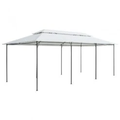 Gazebo Con Tende 600x298x270 Cm Bianco 180g/m² -Garden Home gazebo con tende 600x298x270 cm bianco 180g m 4