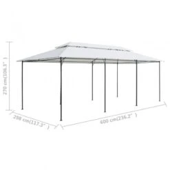 Gazebo Con Tende 600x298x270 Cm Bianco 180g/m² -Garden Home gazebo con tende 600x298x270 cm bianco 180g m 7