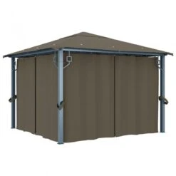 Gazebo Con Tende E Luci LED 300x300 Cm Grigio Talpa Alluminio 12 Gazebo Con Tende E Luci LED 300x300 Cm Grigio Talpa Alluminio -Garden Home gazebo con tende e luci led 300x300 cm grigio talpa alluminio 2