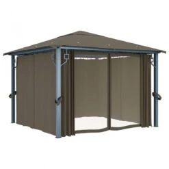 Gazebo Con Tende E Luci LED 300x300 Cm Grigio Talpa Alluminio 13 Gazebo Con Tende E Luci LED 300x300 Cm Grigio Talpa Alluminio -Garden Home gazebo con tende e luci led 300x300 cm grigio talpa alluminio 3