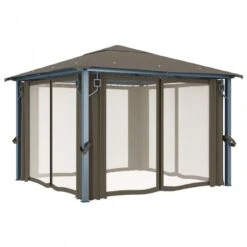 Gazebo Con Tende E Luci LED 300x300 Cm Grigio Talpa Alluminio 14 Gazebo Con Tende E Luci LED 300x300 Cm Grigio Talpa Alluminio -Garden Home gazebo con tende e luci led 300x300 cm grigio talpa alluminio 4