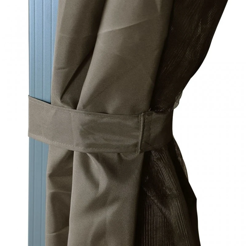 Gazebo Con Tende E Luci LED 300x300 Cm Grigio Talpa Alluminio 8 Gazebo Con Tende E Luci LED 300x300 Cm Grigio Talpa Alluminio - immagine 8