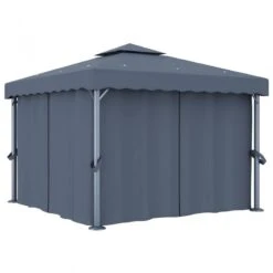 Gazebo Con Tende E Stringa Di Luci LED 3x3 M Antracite 11 Gazebo Con Tende E Stringa Di Luci LED 3x3 M Antracite -Garden Home gazebo con tende e stringa di luci led 3x3 m antracite 2