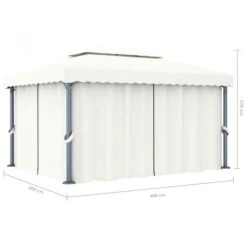 Gazebo Con Tende E Stringa Di Luci LED 4x3 M Bianco Crema 19 Gazebo Con Tende E Stringa Di Luci LED 4x3 M Bianco Crema -Garden Home gazebo con tende e stringa di luci led 4x3 m bianco crema 9