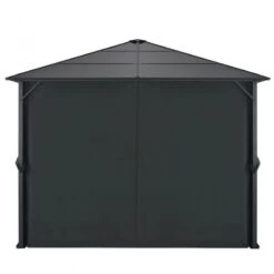 Gazebo Con Tende In Alluminio 3x3 M Nero -Garden Home gazebo con tende in alluminio 3x3 m nero 2