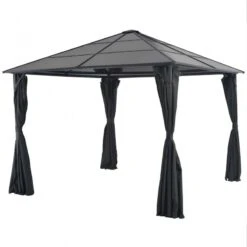 Gazebo Con Tende In Alluminio 3x3 M Nero