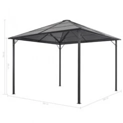 Gazebo Con Tende In Alluminio 3x3 M Nero -Garden Home gazebo con tende in alluminio 3x3 m nero 6