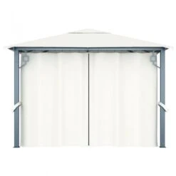Gazebo Con Tende Stringa Di Luci LED 300x300 Cm Crema Alluminio 15 Gazebo Con Tende Stringa Di Luci LED 300x300 Cm Crema Alluminio -Garden Home gazebo con tende stringa di luci led 300x300 cm crema alluminio 5