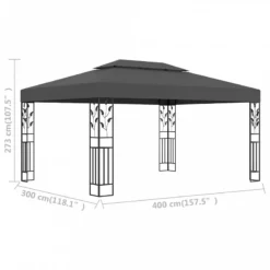 Gazebo Con Tetto Doppio 3x4 M Antracite 7 Gazebo Con Tetto Doppio 3x4 M Antracite -Garden Home gazebo con tetto doppio 3x4 m antracite 3
