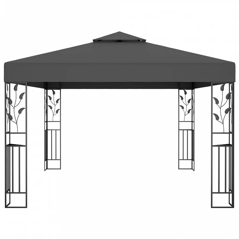 Gazebo Con Tetto Doppio 3x4 M Antracite 1 Gazebo Con Tetto Doppio 3x4 M Antracite