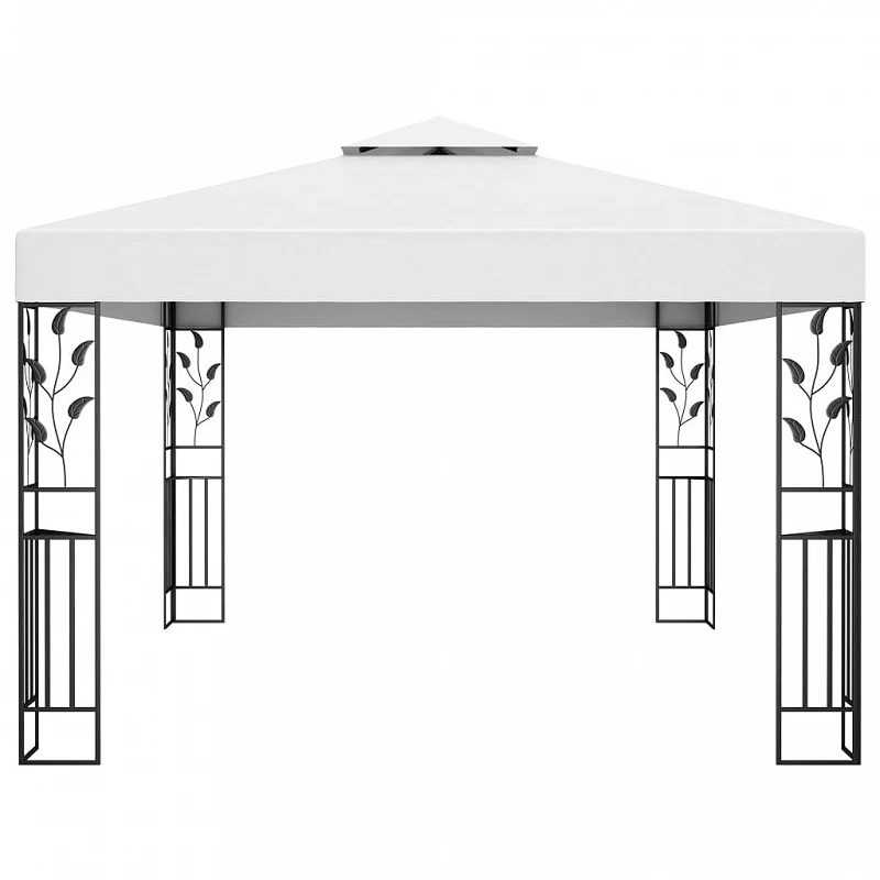 Gazebo Con Tetto Doppio 3x4 M Bianco 2 Gazebo Con Tetto Doppio 3x4 M Bianco - immagine 2