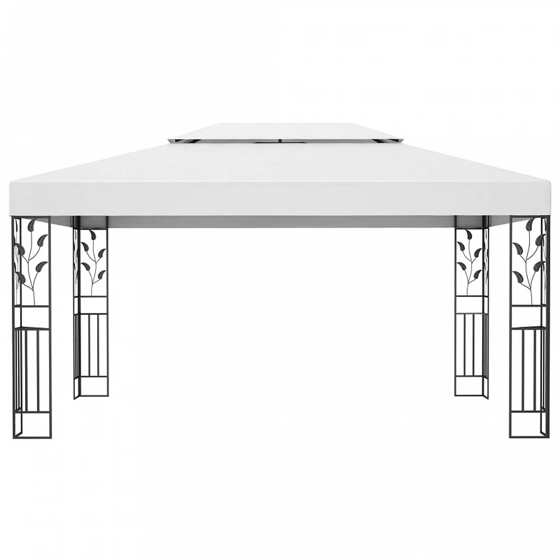 Gazebo Con Tetto Doppio 3x4 M Bianco 3 Gazebo Con Tetto Doppio 3x4 M Bianco - immagine 3