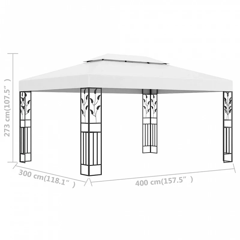 Gazebo Con Tetto Doppio 3x4 M Bianco 6 Gazebo Con Tetto Doppio 3x4 M Bianco - immagine 6