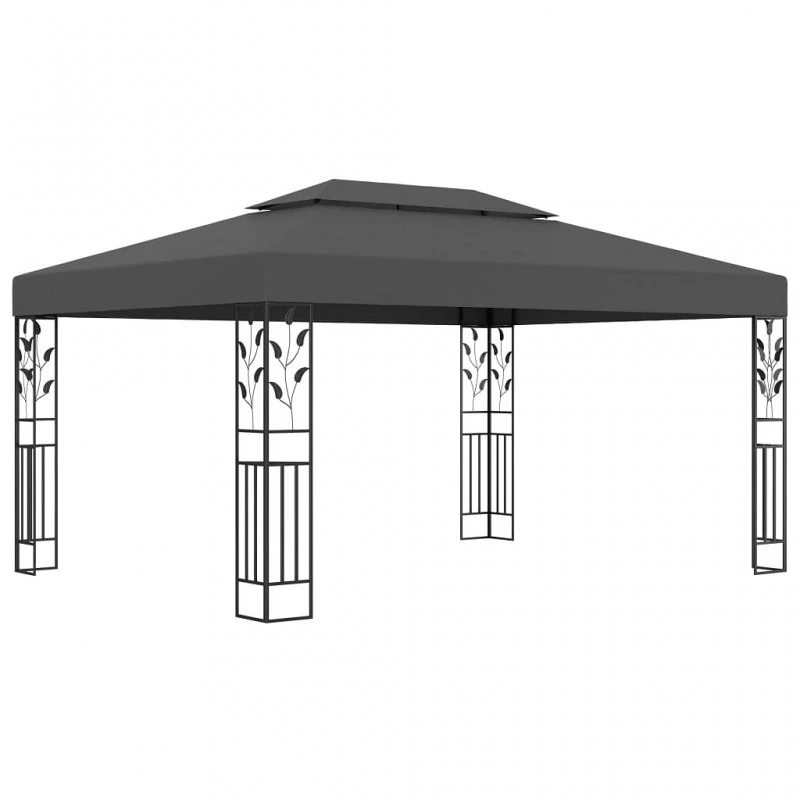 Gazebo Con Tetto Doppio E Luci LED 3x4 M Antracite 3 Gazebo Con Tetto Doppio E Luci LED 3x4 M Antracite - immagine 3