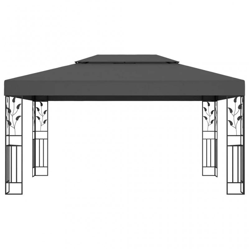 Gazebo Con Tetto Doppio E Luci LED 3x4 M Antracite 4 Gazebo Con Tetto Doppio E Luci LED 3x4 M Antracite - immagine 4