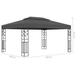 Gazebo Con Tetto Doppio E Luci LED 3x4 M Antracite 17 Gazebo Con Tetto Doppio E Luci LED 3x4 M Antracite -Garden Home gazebo con tetto doppio e luci led 3x4 m antracite 8