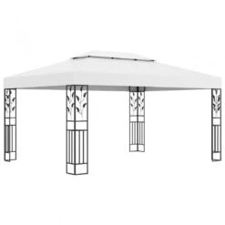 Gazebo Con Tetto Doppio E Stringa Di Luci LED 3x4 M Bianco -Garden Home gazebo con tetto doppio e stringa di luci led 3x4 m bianco 2