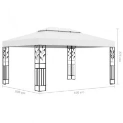 Gazebo Con Tetto Doppio E Stringa Di Luci LED 3x4 M Bianco -Garden Home gazebo con tetto doppio e stringa di luci led 3x4 m bianco 8