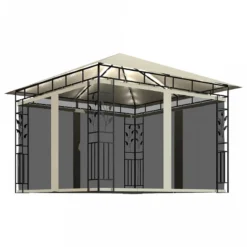 Gazebo Con Zanzariera E Luci LED 3x3x2,73 M Crema -Garden Home gazebo con zanzariera e luci led 3x3x273 m crema 1