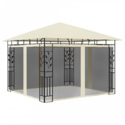 Gazebo Con Zanzariera E Luci LED 3x3x2,73 M Crema -Garden Home gazebo con zanzariera e luci led 3x3x273 m crema 2