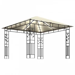 Gazebo Con Zanzariera E Luci LED 3x3x2,73 M Crema -Garden Home gazebo con zanzariera e luci led 3x3x273 m crema 3
