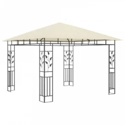 Gazebo Con Zanzariera E Luci LED 3x3x2,73 M Crema -Garden Home gazebo con zanzariera e luci led 3x3x273 m crema 4