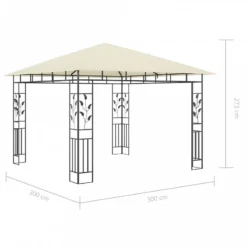 Gazebo Con Zanzariera E Luci LED 3x3x2,73 M Crema -Garden Home gazebo con zanzariera e luci led 3x3x273 m crema 9