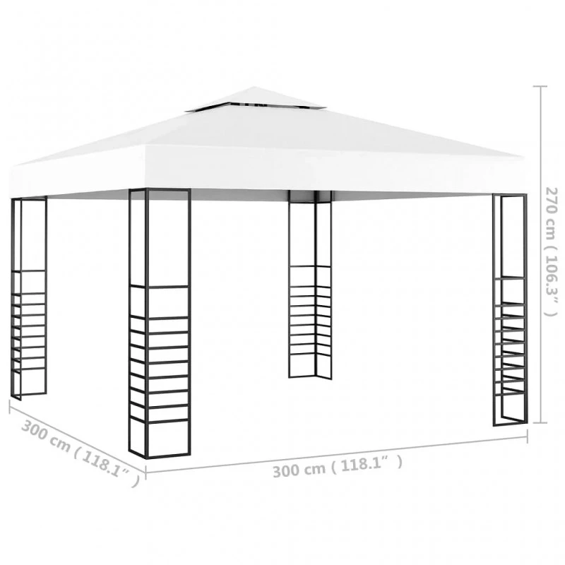 Gazebo Da Giardino 3x3 M Bianco 4 Gazebo Da Giardino 3x3 M Bianco - immagine 4
