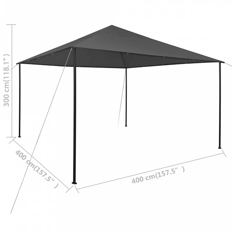 Gazebo Da Giardino 4x4x3 M Antracite 180 G/m² 8 Gazebo Da Giardino 4x4x3 M Antracite 180 G/m² - immagine 8