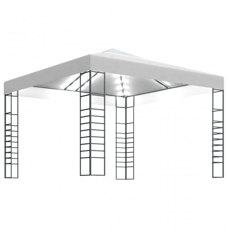 Gazebo Da Giardino Con Luci A Stringa LED 3x3 M Bianco 2 Gazebo Da Giardino Con Luci A Stringa LED 3x3 M Bianco - immagine 2