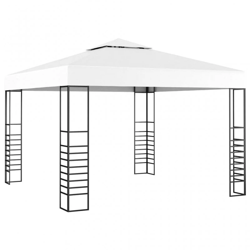 Gazebo Da Giardino Con Luci A Stringa LED 3x3 M Bianco 3 Gazebo Da Giardino Con Luci A Stringa LED 3x3 M Bianco - immagine 3