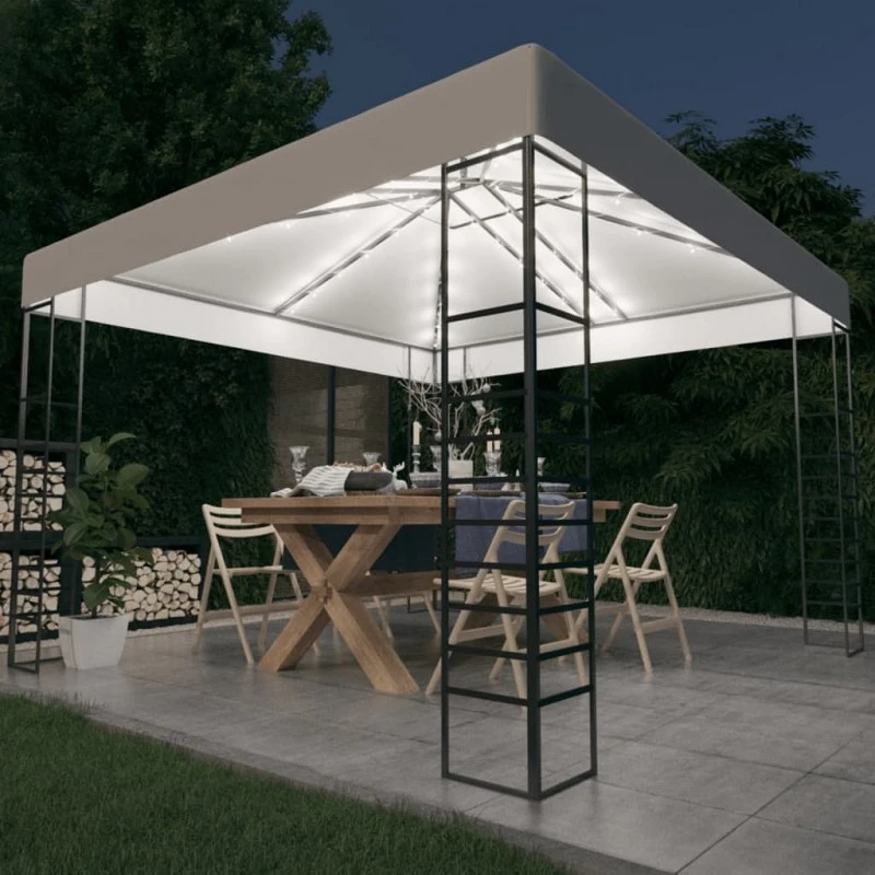 Gazebo Da Giardino Con Luci A Stringa LED 3x3 M Bianco 1 Gazebo Da Giardino Con Luci A Stringa LED 3x3 M Bianco