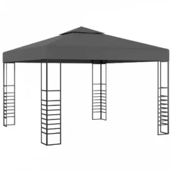 Gazebo Da Giardino Con Luci LED A Stringa 3x3 M Antracite -Garden Home gazebo da giardino con luci led a stringa 3x3 m antracite 2