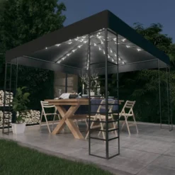 Gazebo Da Giardino Con Luci LED A Stringa 3x3 M Antracite