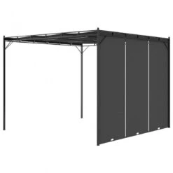 Gazebo Da Giardino Con Tenda Laterale 3x3x2,25 M Antracite -Garden Home gazebo da giardino con tenda laterale 3x3x225 m antracite 3