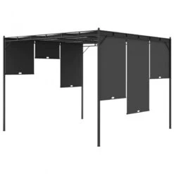Gazebo Da Giardino Con Tenda Laterale 3x3x2,25 M Antracite -Garden Home gazebo da giardino con tenda laterale 3x3x225 m antracite 4