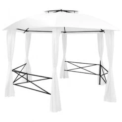 Gazebo Da Giardino Con Tende 360x312x265 Cm Bianco 180 G/m² -Garden Home gazebo da giardino con tende 360x312x265 cm bianco 180 g m 1