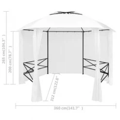 Gazebo Da Giardino Con Tende 360x312x265 Cm Bianco 180 G/m² -Garden Home gazebo da giardino con tende 360x312x265 cm bianco 180 g m 7