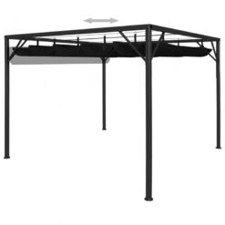 Gazebo Da Giardino Con Tetto A Scomparsa 3x3 M Antracite -Garden Home gazebo da giardino con tetto a scomparsa 3x3 m antracite 1