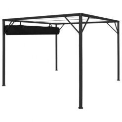 Gazebo Da Giardino Con Tetto A Scomparsa 3x3 M Antracite -Garden Home gazebo da giardino con tetto a scomparsa 3x3 m antracite 4