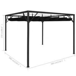 Gazebo Da Giardino Con Tetto A Scomparsa 3x3 M Antracite -Garden Home gazebo da giardino con tetto a scomparsa 3x3 m antracite 7