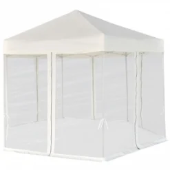 Gazebo Pieghevole Esagonale Pop-Up Con 6 Pareti Crema 3,6x3,1 M -Garden Home gazebo pieghevole esagonale pop up con 6 pareti crema 36x31 m 1