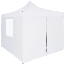 Gazebo Pieghevole Professionale 4 Pareti 2x2m Acciaio Bianco -Garden Home gazebo pieghevole professionale 4 pareti 2x2m acciaio bianco 2