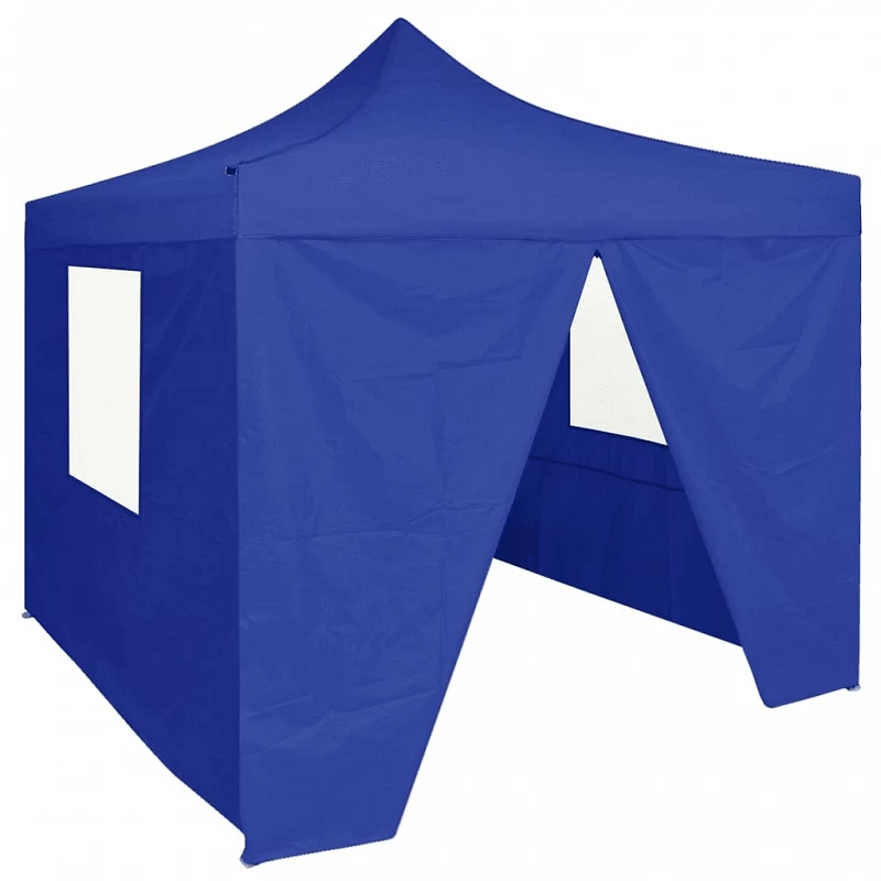 Gazebo Pieghevole Professionale 4 Pareti 2x2m Acciaio Blu 1 Gazebo Pieghevole Professionale 4 Pareti 2x2m Acciaio Blu