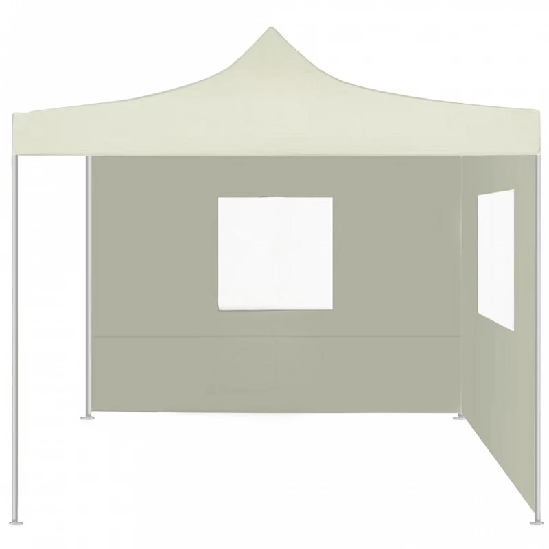 Gazebo Professionale Pieghevole Con 2 Pareti 2x2m Acciaio Crema 2 Gazebo Professionale Pieghevole Con 2 Pareti 2x2m Acciaio Crema - immagine 2