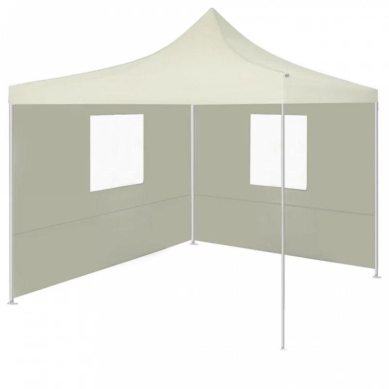 Gazebo Professionale Pieghevole Con 2 Pareti 2x2m Acciaio Crema 1 Gazebo Professionale Pieghevole Con 2 Pareti 2x2m Acciaio Crema